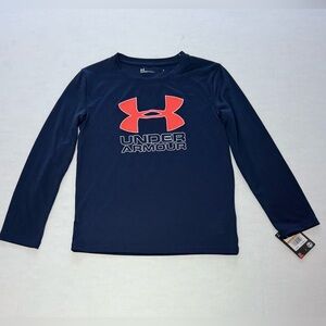 Under Armour NWT Boys Size 7 Navy Long Sleeved Logo Shirt